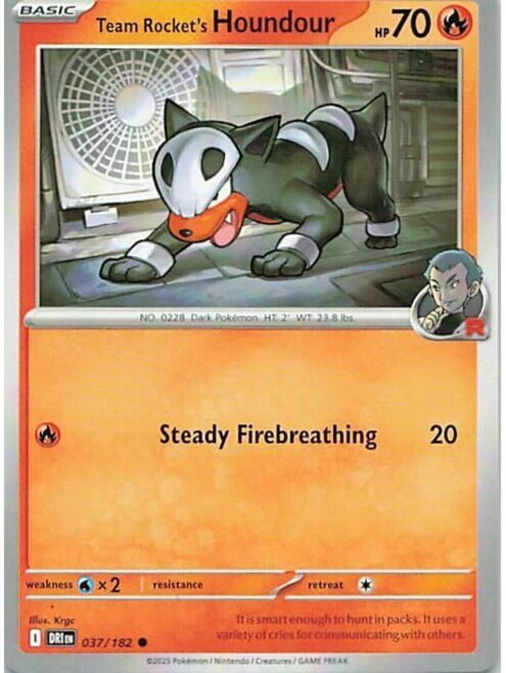 Pokemon TCG 2025 Team Rocket's Houndour LP DRI